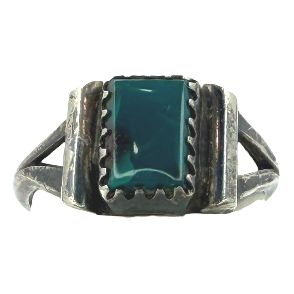 Vintage Ring Sterling Silver Size 5.5 Green Turquoise Southwestern Style
